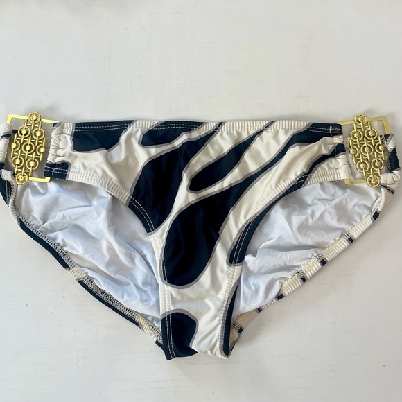 8 PIECE LOT TARA GRINNA Hipster Triangle Top Bikini Set Black Gold Animal Print - Picture 7 of 16